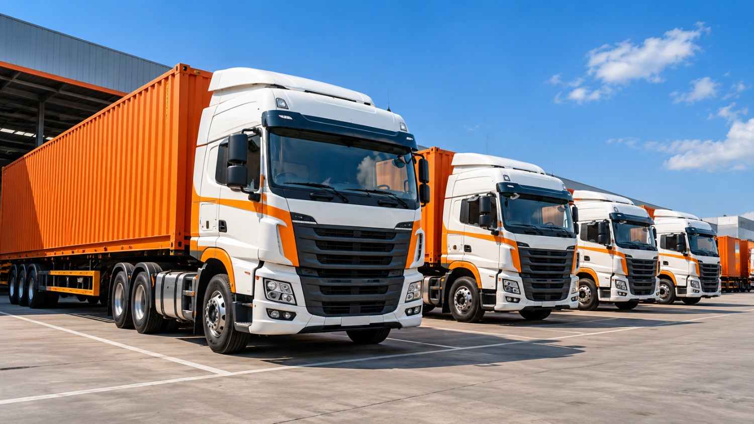 Fleet of transport trucks